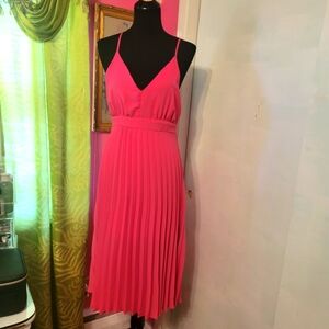 Hot pink pleated dress